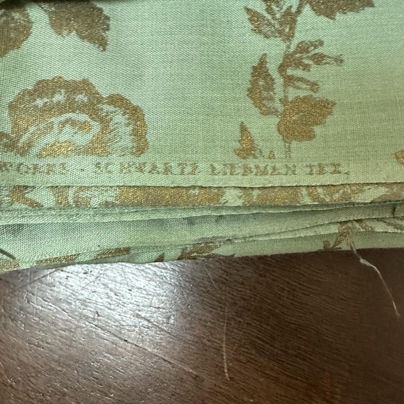 Vtg MCM Retro Green Gold Metallic Floral Rose Craft Upholstery Fabric 6 Yard NEW